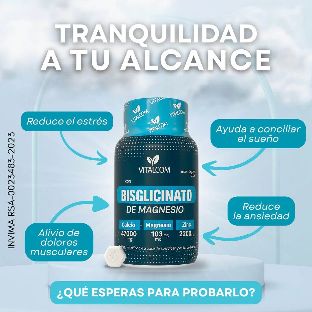 🌙✨ Relaja tu cuerpo, calma tu mente y favorece un descanso reparador con Bisglicinato de Magnesio